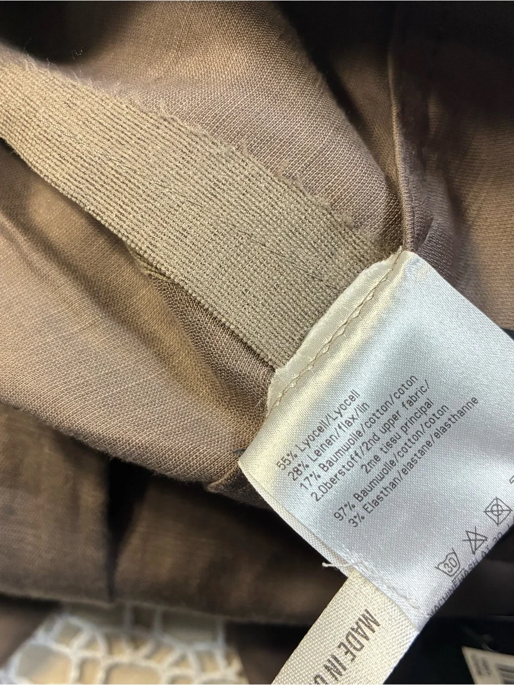 Basler Black Label Womens Linen Lyocell Pants Brown Pleated Dress EU 48 US 18